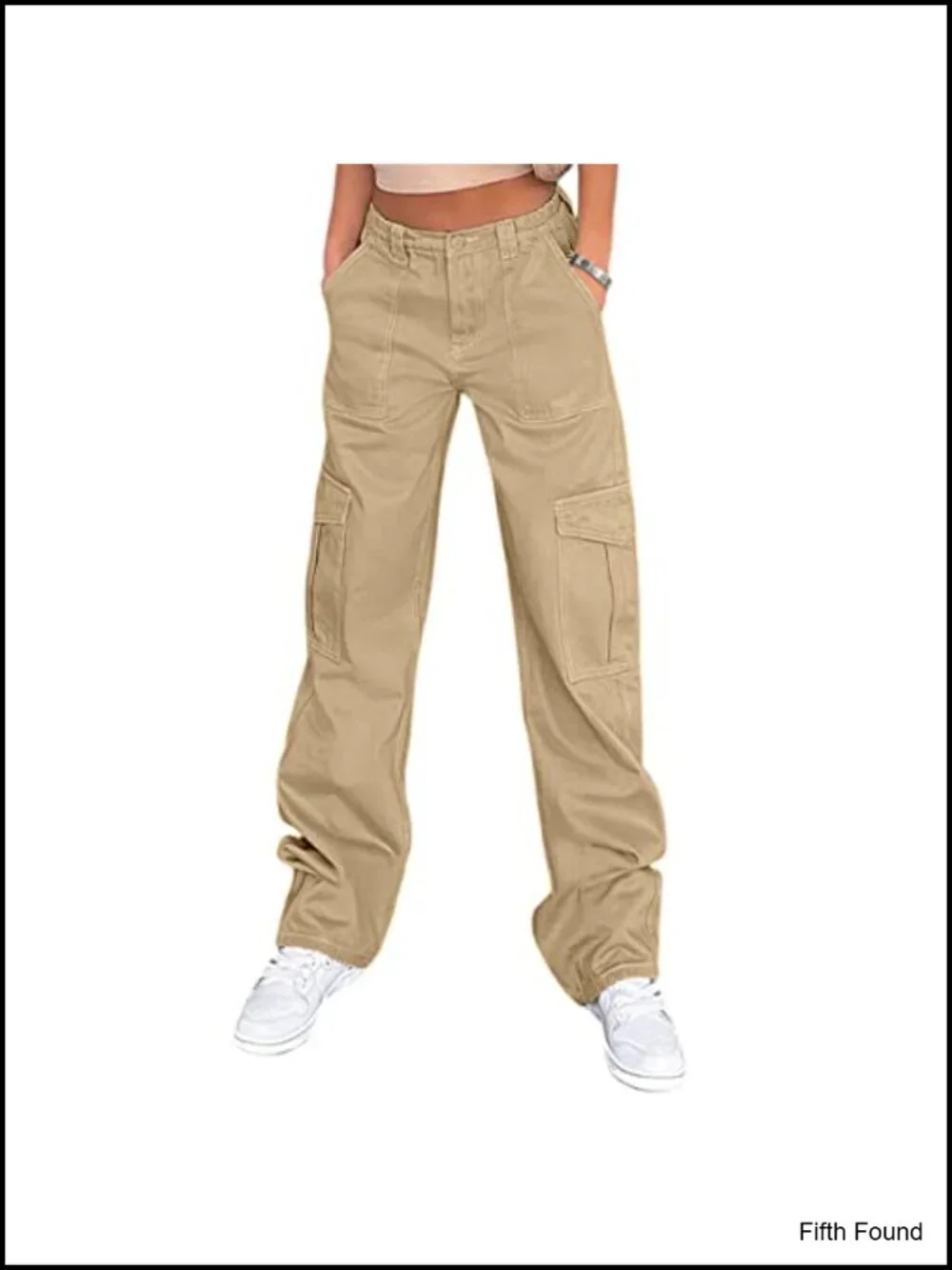 High Waisted Cargo Pants 6 Pockets Baggy Wide Leg Y2K Streetwear